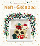 UK Greetings Boofle Christmas Card for Nan and Grandad featuring a cozy, festive design with cute holiday illustrations.