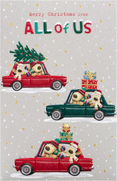 UK Greetings Boofle Christmas greeting card featuring festive family design and cheerful holiday message for the holiday season.