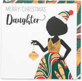 UK Greetings Kindred X Afrotouch Daughter Christmas Card featuring festive design and heartfelt holiday message.
