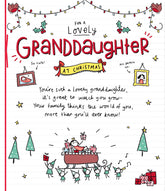 UK Greetings Christmas greeting card featuring Santa on a sleigh, with festive design for granddaughter's holiday wishes.