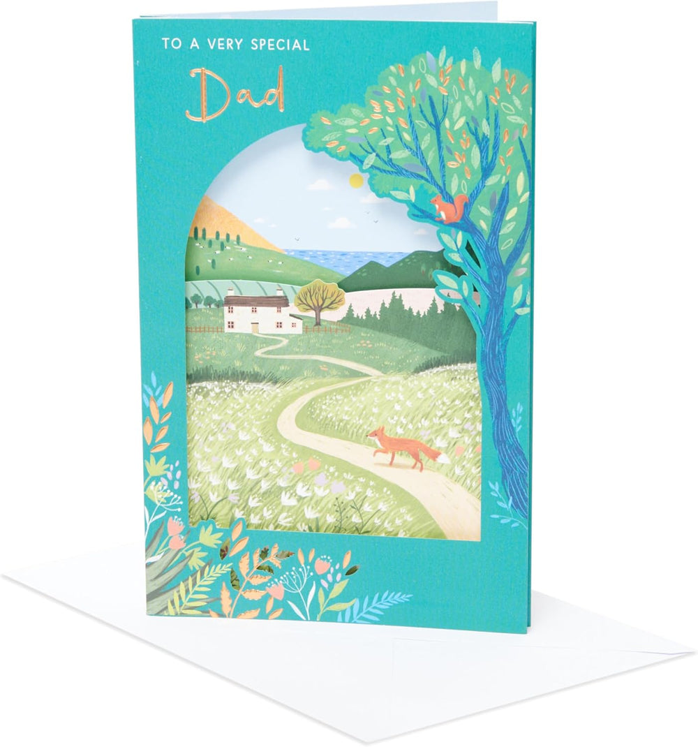 UK Greetings Father’s Day card for Dad featuring a rustic country scene and nature design, perfect for celebrating Father's Day.
