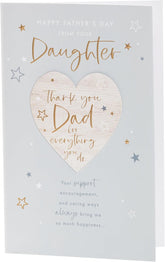 UK Greetings Father's Day card from daughter with thank you design, featuring a heartfelt message and decorative elements.
