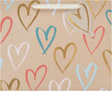 UK Greetings Kraft Hearts Design large gift bag with heart pattern, sturdy paper gift bag for special occasions.