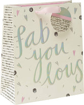 UK Greetings Confetti Cocktail Range Fab You Lous medium gift bag with colorful confetti design for special occasions.