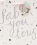 UK Greetings Confetti Cocktail Range Fab You Lous medium gift bag with colorful confetti design and ribbon handles.