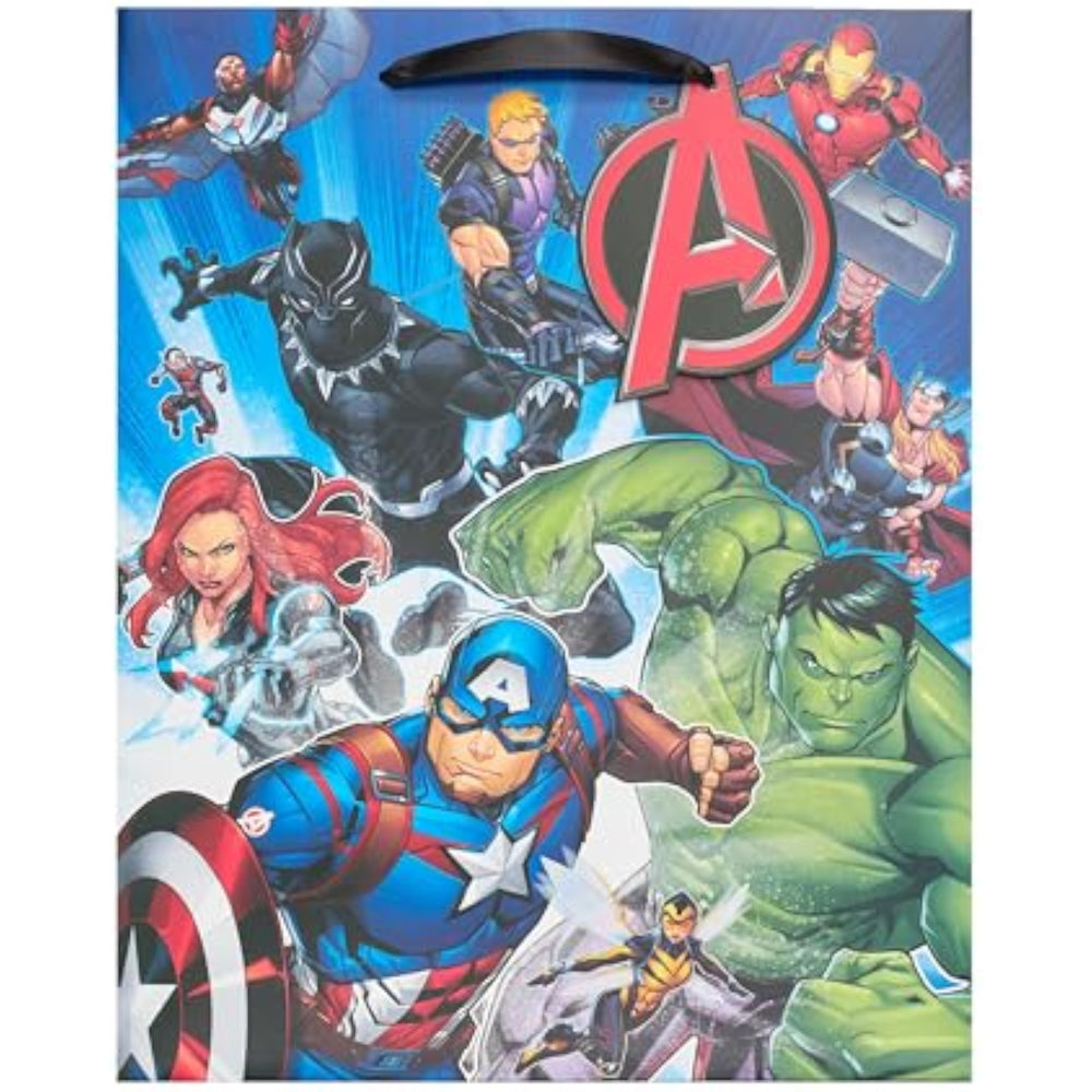 Large Marvel Avengers gift bag for boys by UK Greetings featuring superhero heroes and a bold heroes design.