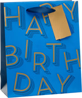 UK Greetings medium gift bag for him with blue design, made for males, suitable for gift packaging.
