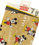 UK Greetings Disney Mickey Mouse gift wrap with 2 sheets and 2 tags, featuring colorful Mickey Mouse birthday design.