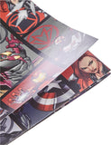 Marvel Avengers gift wrap by UK Greetings featuring hero-themed design on two sheets with two matching gift tags.