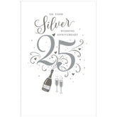 UK Greetings 25th Silver Wedding Anniversary greeting card with elegant silver design and festive message.
