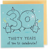 Blue UK Greetings 30th birthday greeting card for him, her, or friends with celebratory design and cheerful message.