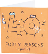 UK Greetings 40th birthday card for him, her, or friend featuring an orange design, perfect for celebrating milestone birthdays.