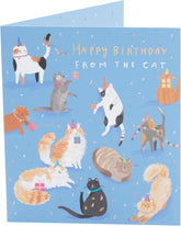 UK Greetings birthday greeting card featuring a cute cat design, suitable for him, her, or friends.
