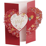 UK Greetings Christmas greeting card featuring hearts and floral design for a beautiful wife, perfect for holiday wishes.