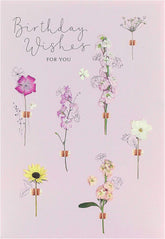 Cute floral birthday card for her and friend from UK Greetings, featuring a charming meadow design for birthday wishes.