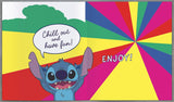 Disney Stitch 9th birthday greeting card for girls, featuring a unique Stitch design and colorful birthday message.