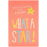 UK Greetings Exams Pass Congratulations Card with colorful design celebrating exam success and passing results.