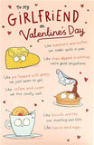 Cute cartoon Valentine's Day card for girlfriend by UK Greetings featuring romantic designs and colorful illustrations.