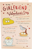 Cute cartoon Valentine's Day card for girlfriend, UK Greetings greeting card featuring romantic design and heartfelt message for her.