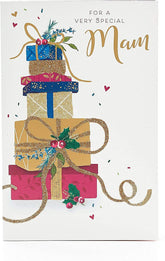 UK Greetings Mam Christmas card featuring festive design, perfect for celebrating Mum during the holiday season.