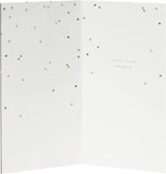 UK Greetings 100th Birthday greeting card with a colorful design and a detachable keepsake birthday card inside.