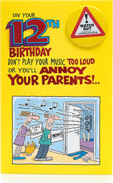 UK Greetings 12th Boy Birthday Card featuring colorful festive design, perfect for celebrating a young boy’s birthday.