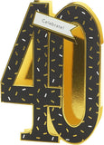 Open UK Greetings 3D birthday card with gold foil finish, celebrating 40th birthday with festive design and elegant details.