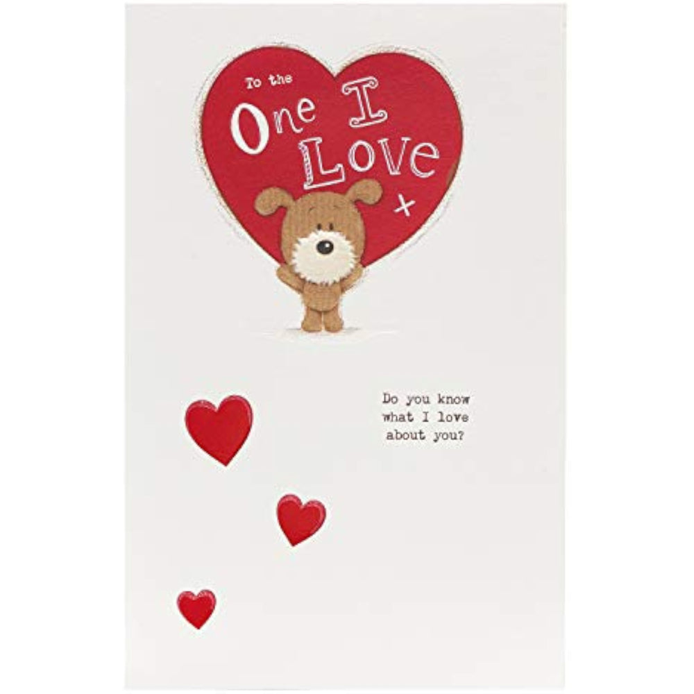 UK Greetings 3D Valentine’s Day greeting card featuring a cute dog pop-up design with "I Love You" message