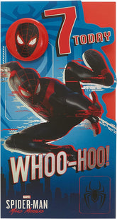 UK Greetings Marvel Spider-Man birthday greeting card for boys, featuring Spider-Man design on colorful greeting card.
