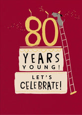 UK Greetings 80th Birthday Card with colorful "Years Young" design, perfect for celebrating milestone birthdays.