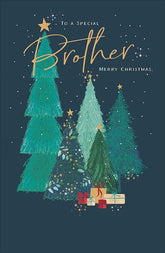 UK Greetings A Special Brother traditional foiled Christmas greeting card featuring festive holiday design and gold foil accents.