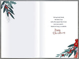 UK Greetings A Wonderful Son & Daughter-in-Law foiled Christmas card featuring festive holiday design and elegant lettering.