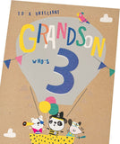 UK Greetings Air Balloon Design Grandson 3rd Birthday Card featuring colorful air balloons and cheerful birthday message.