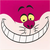 UK Greetings Alice in Wonderland Cheshire Cat birthday greeting card featuring a colorful illustration of the grinning Cheshire Cat.