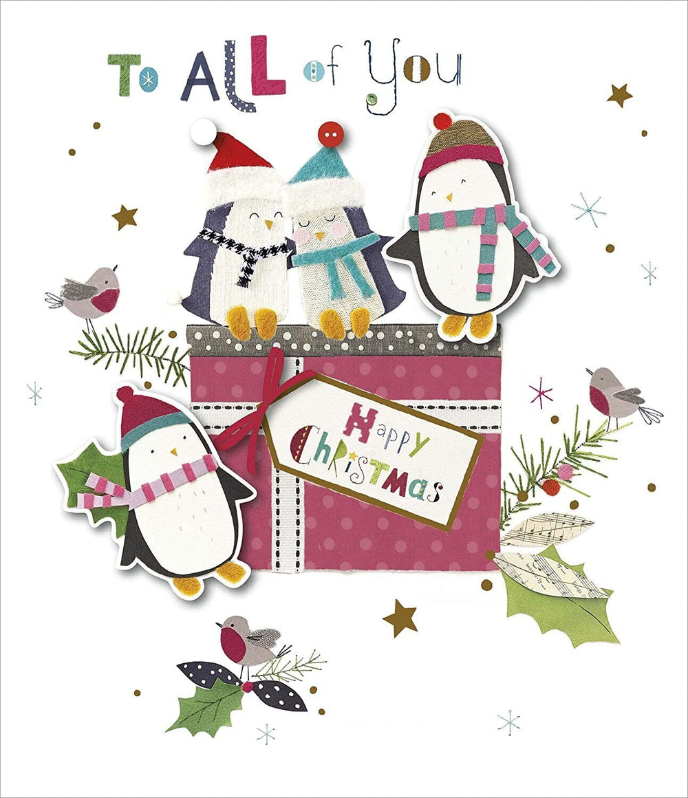 UK Greetings All of You Button Box Christmas greeting card with festive design and holiday message.