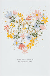UK Greetings anniversary greeting card for him, her, or friend featuring a floral heart design, perfect for celebrating special occasions.