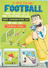 UK Greetings football-themed birthday card featuring a playful design, perfect for football fans celebrating a special day.