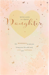 UK Greetings beautiful daughter birthday greeting card with sentimental message and contemporary pink foil design.
