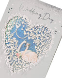 UK Greetings wedding day greeting card featuring a beautiful swan design with silver foil finishes and elegant details.