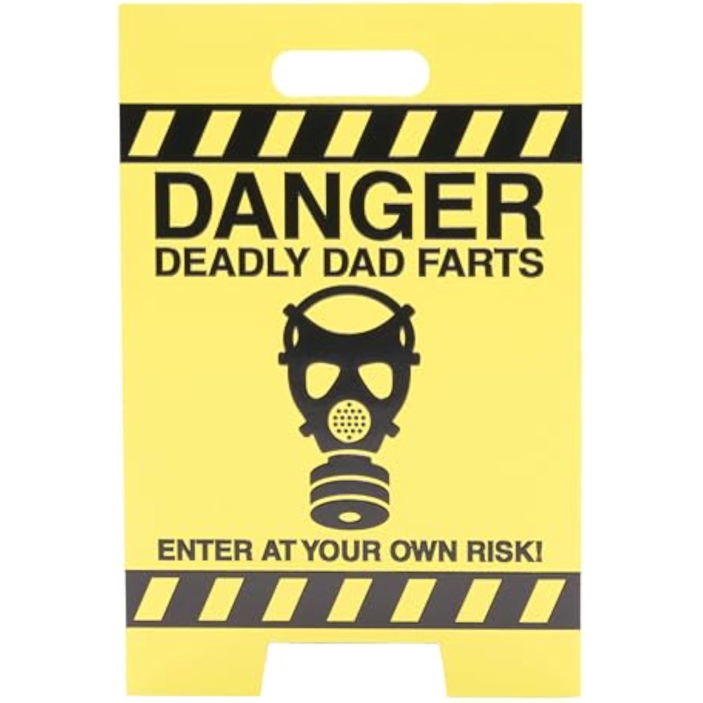 UK Greetings birthday card for dad with funny 3D sign design, featuring colorful illustrations and humorous message inside.