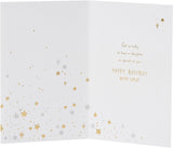 UK Greetings birthday card for daughter with a stars design, featuring colorful star illustrations on the front.