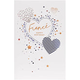 UK Greetings birthday card for fiancé featuring a cute design with hearts and stars, perfect for celebrating special occasions.