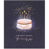 UK Greetings birthday card for her featuring a starry cake design, includes an envelope, perfect for female friends.