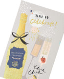 UK Greetings birthday card for her featuring bubbly champagne design, perfect for celebrating with friends.