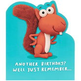 UK Greetings birthday card for him, her, or friend featuring a funny squirrel design with envelope, perfect for birthdays.