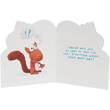 UK Greetings birthday card for him, her, or friend featuring a funny squirrel design with envelope, perfect for special occasions.