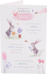 UK Greetings birthday card for mum featuring a wonderful poem design, with colorful, heartfelt artwork for special occasions.