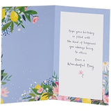 UK Greetings birthday card for sister with floral border design, featuring colorful flowers and heartfelt birthday message.
