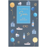 UK Greetings birthday card for son featuring a special design from the Thinking of You range, with colorful and heartfelt artwork.