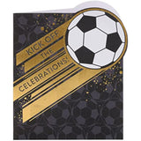 UK Greetings black and gold football design birthday card featuring football graphics and celebratory theme.